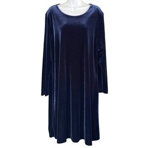 Vintage Y2K Stretch Velvet Midi Dress Plus Size 18 Long Sleeve Whimsygoth Grunge